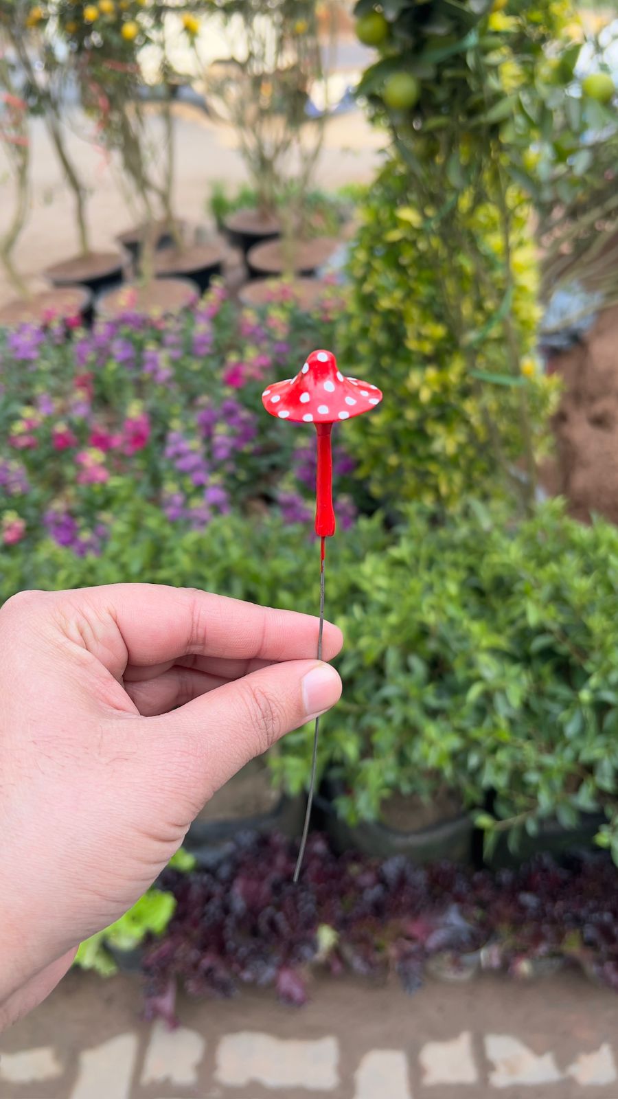 garden decor spiked red garden decor spiked red