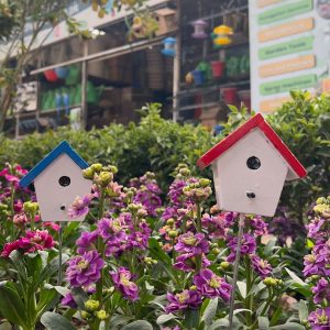 pack of 2 garden décor spiked bird houses